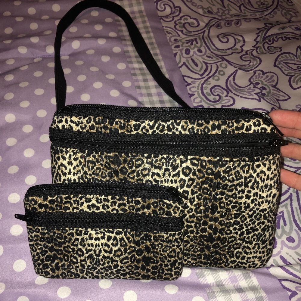 Leopard print purse with change purse